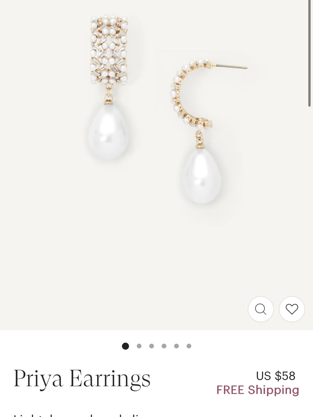 Priya Gold Pearl Drop Earrings
